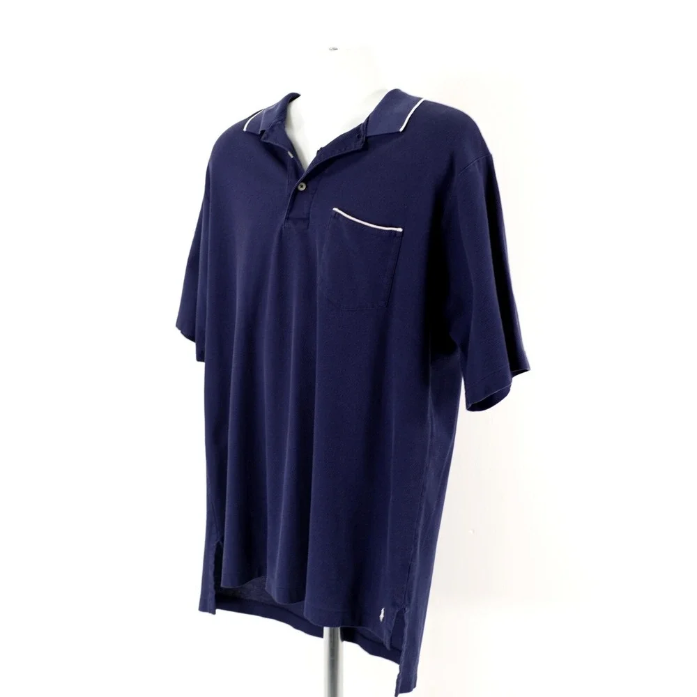 Polo Golf Ralph Lauren Blue Solid XL Cotton‎ Polo Collared Shirt Short Sleeve